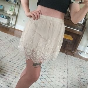 Divided Lace sheer nude skirt
